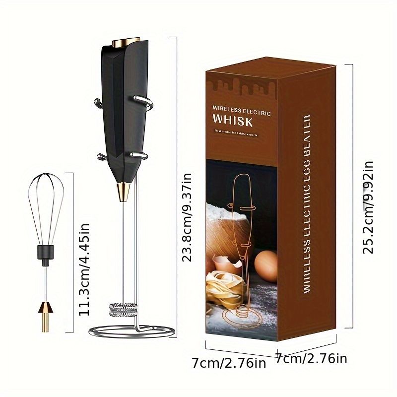 New Arrival PAFEL 2-in-1 Cordless Electric Handheld Blender & Milk Frother Set - Battery Operated Whisk for Coffee, Eggs, Baking - High Speed Mixer with Metal Stand (Black & Gold)