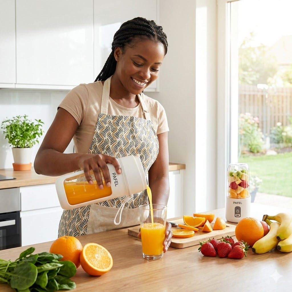 New Arrival PAFEL Portable Blender 10-Bladers Smoothie Maker Mini Juicers - USB Rechargeable Ice Crushing Personal Fruit Mixer Travel Cup 340ml for Gym Office Shakes - Pink / Green / Orange