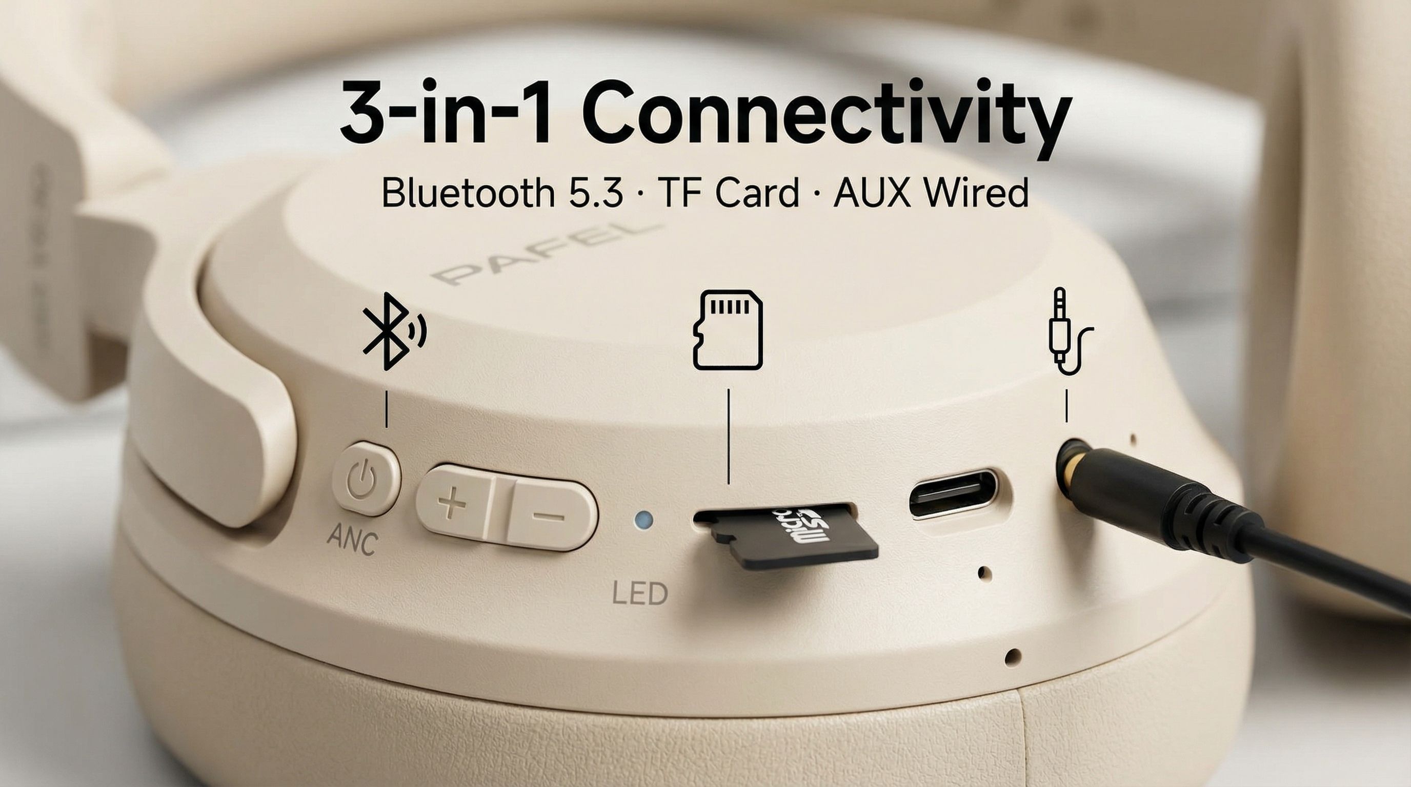 New PAFEL V630 Wireless Over-Ear Headphones 50H Battery BT 5.3 Deep Bass Gaming Headset Foldable with TF Card Slot AUX Mic Earphone Earpods for Android iPhone PC - Black / Pink