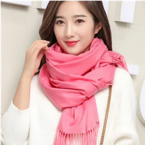 WARM KIKOI scarf women winter high sense cross-border solid color scarf men's warm tassel shawl wholesale