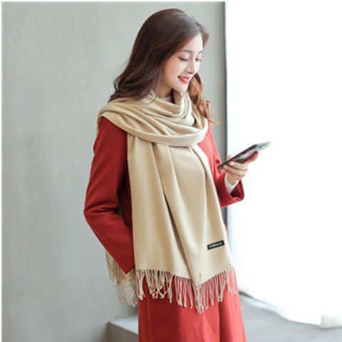 Korean version of KIKOI scarf women winter high sense cross-border solid color scarf men's warm tassel shawl wholesale