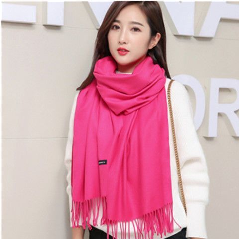 Korean version of KIKOI scarf women winter high sense cross-border solid color scarf men's warm tassel shawl wholesale