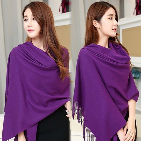 Korean version of KIKOI scarf women winter high sense cross-border solid color scarf men's warm tassel shawl wholesale