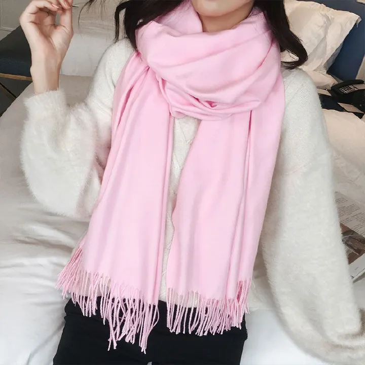 Korean version of KIKOI scarf women winter high sense cross-border solid color scarf men's warm tassel shawl wholesale