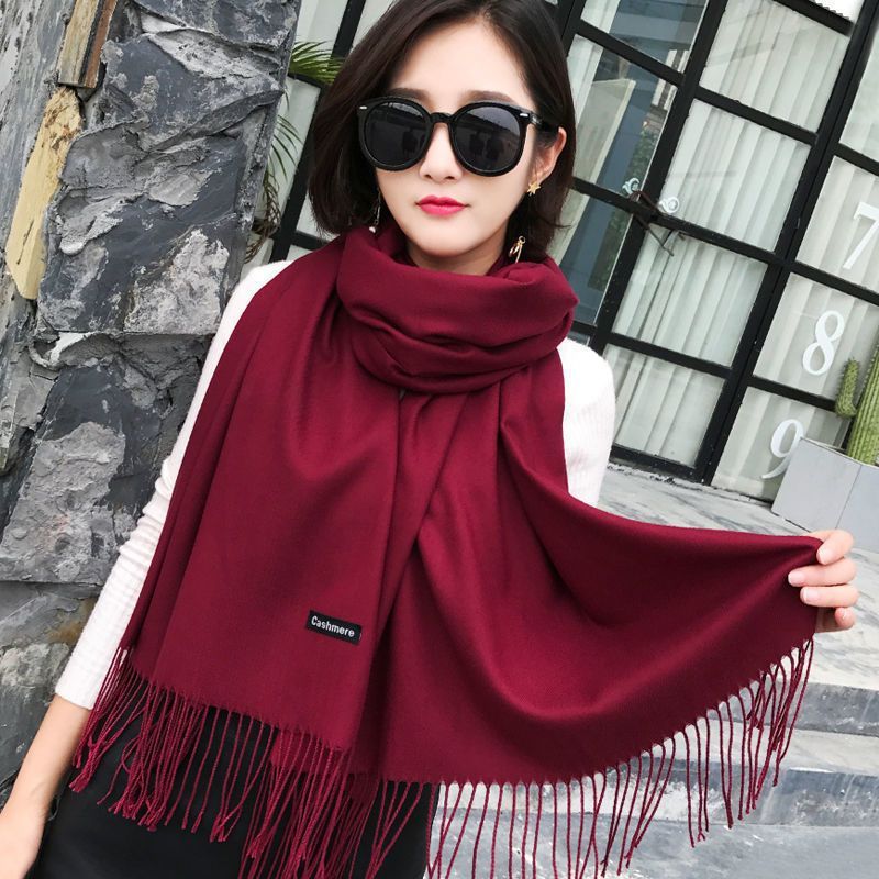 Korean version of KIKOI scarf women winter high sense cross-border solid color scarf men's warm tassel shawl wholesale