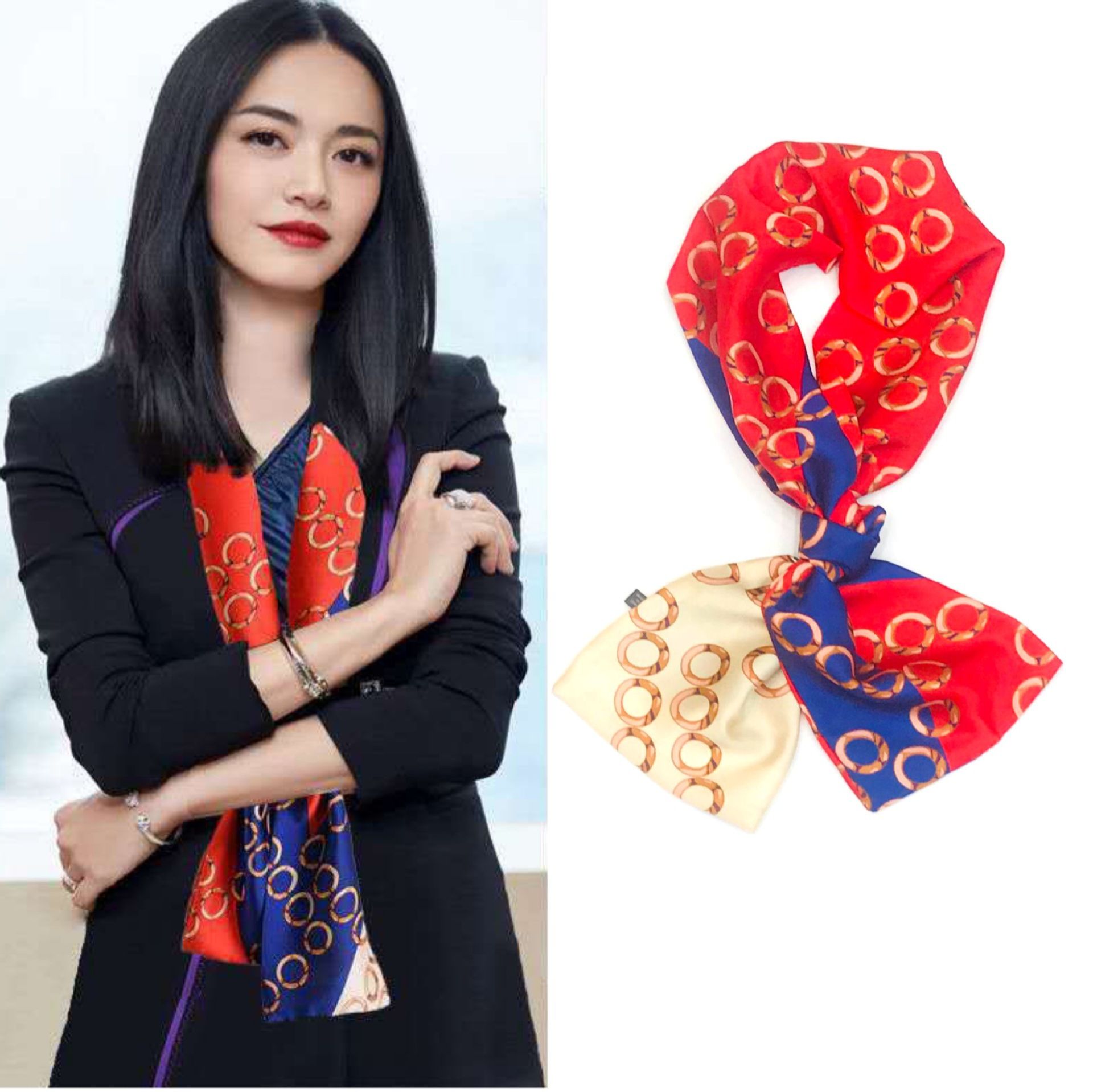 Korean Style 90cm Silk Square Scarf for Women – a versatile spring and autumn accessory worn as a neck scarf, hairband, or stylish hair tie to instantly elevate everyday fashion looks Style up!