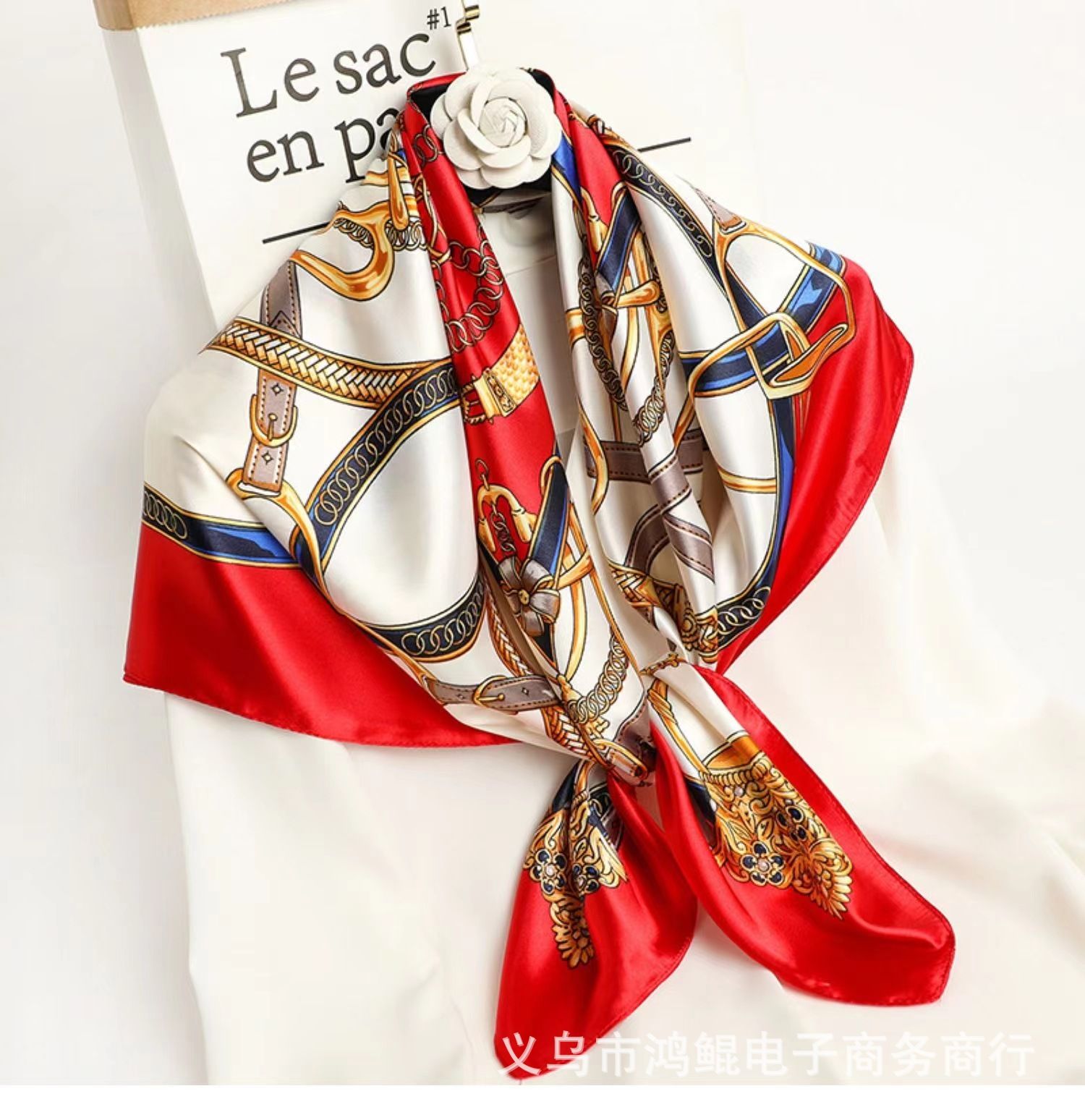 Korean Style 90cm Silk Square Scarf for Women – a versatile spring and autumn accessory worn as a neck scarf, hairband, or stylish hair tie to instantly elevate everyday fashion looks Style up!