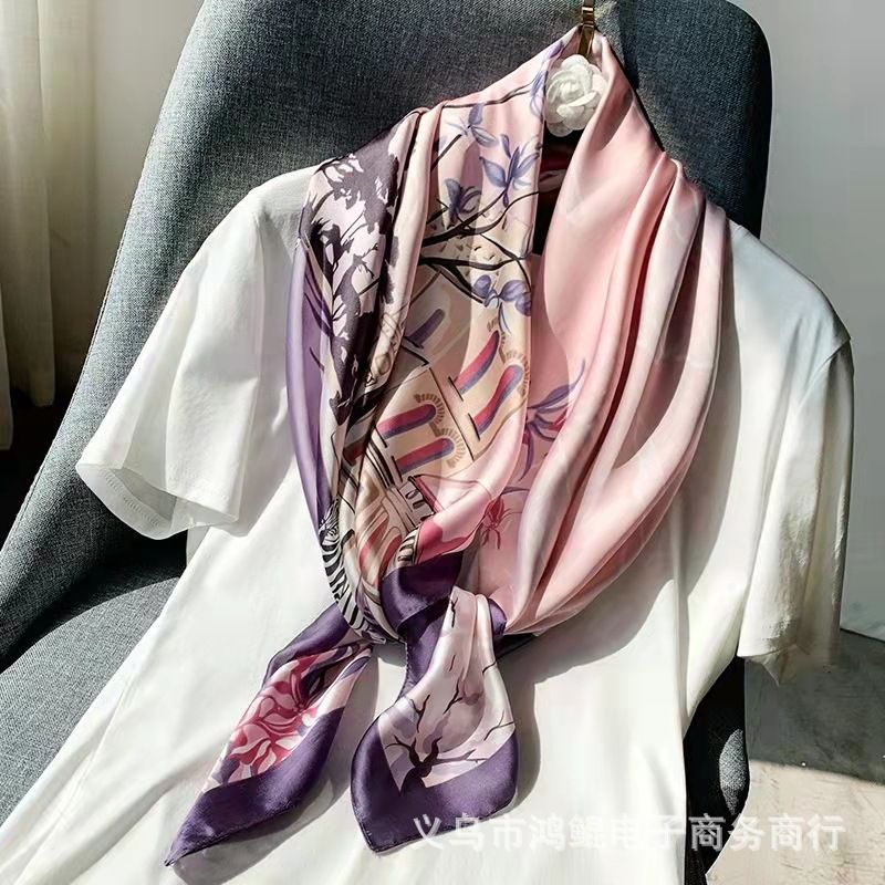 Korean Style 90cm Silk Square Scarf for Women – a versatile spring and autumn accessory worn as a neck scarf, hairband, or stylish hair tie to instantly elevate everyday fashion looks Style up!