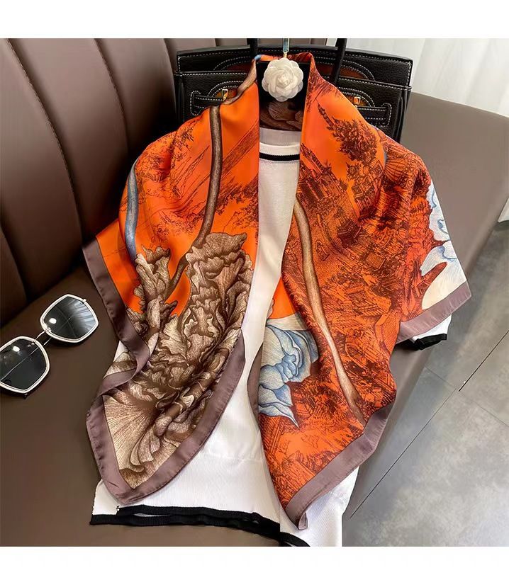 Korean Style 90cm Silk Square Scarf for Women – a versatile spring and autumn accessory worn as a neck scarf, hairband, or stylish hair tie to instantly elevate everyday fashion looks Style up!