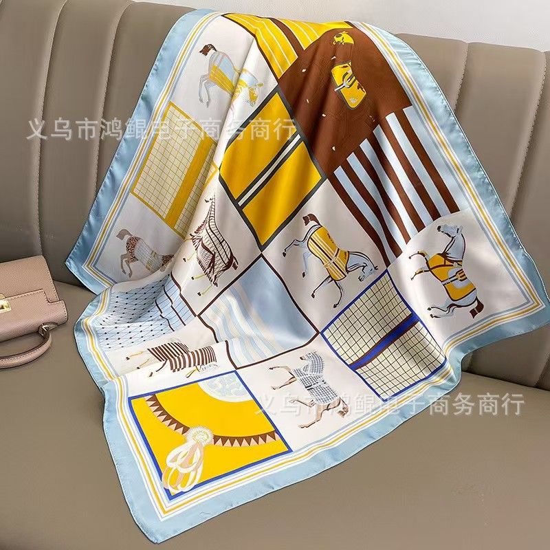 Korean Style 90cm Silk Square Scarf for Women – a versatile spring and autumn accessory worn as a neck scarf, hairband, or stylish hair tie to instantly elevate everyday fashion looks Style up!