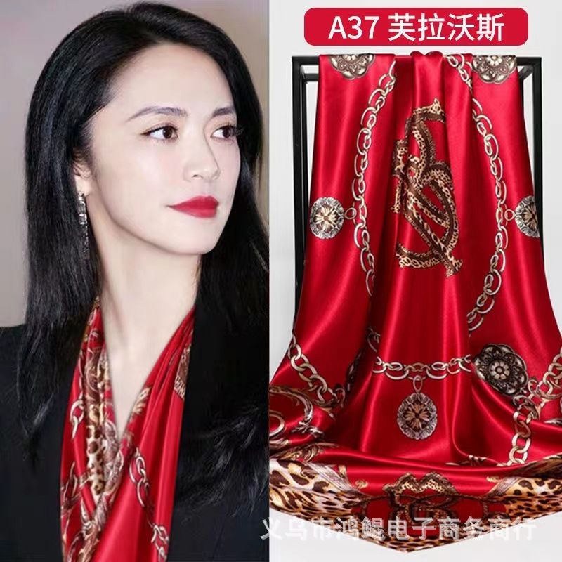 Korean Style 90cm Silk Square Scarf for Women – a versatile spring and autumn accessory worn as a neck scarf, hairband, or stylish hair tie to instantly elevate everyday fashion looks Style up!