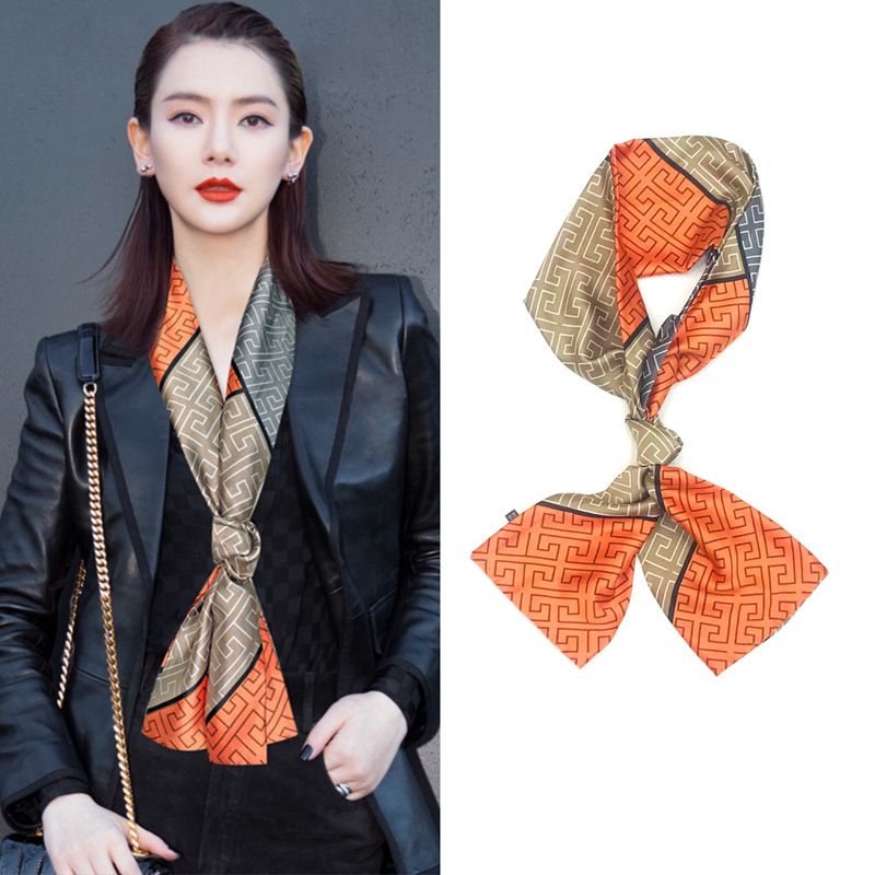 Korean Style 90cm Silk Square Scarf for Women – a versatile spring and autumn accessory worn as a neck scarf, hairband, or stylish hair tie to instantly elevate everyday fashion looks Style up!
