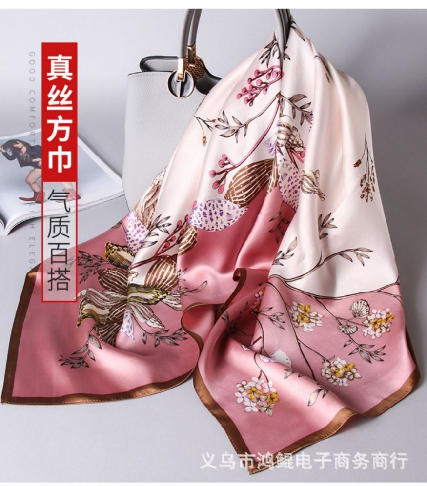 Korean Style 90cm Silk Square Scarf for Women – a versatile spring and autumn accessory worn as a neck scarf, hairband, or stylish hair tie to instantly elevate everyday fashion looks Style up!