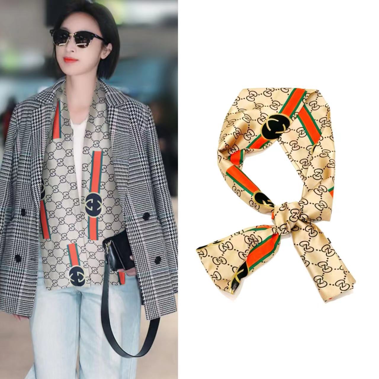 Korean Style 90cm Silk Square Scarf for Women – a versatile spring and autumn accessory worn as a neck scarf, hairband, or stylish hair tie to instantly elevate everyday fashion looks Style up!