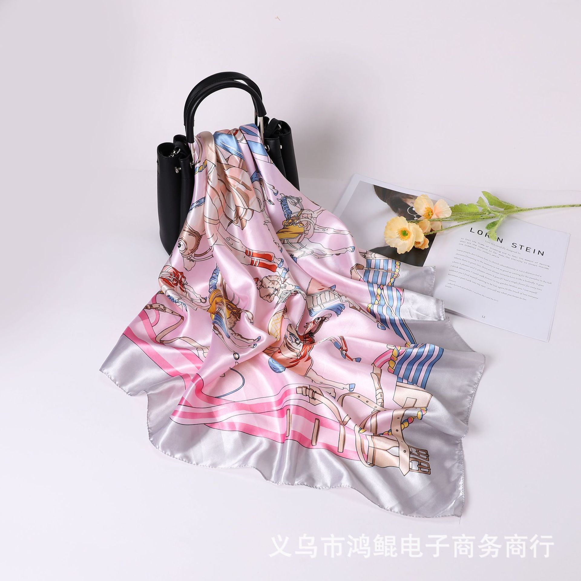 Korean Style 90cm Silk Square Scarf for Women – a versatile spring and autumn accessory worn as a neck scarf, hairband, or stylish hair tie to instantly elevate everyday fashion looks Style up!