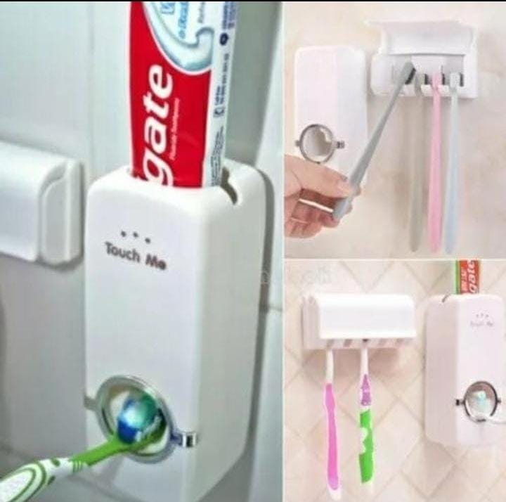 Wall mount Toothpaste dispenser with toothbrush holder ❇️WHITE available.  Bathroom Accessories Toothpaste Squeezer Toothbrush Holder Toothpaste Storage