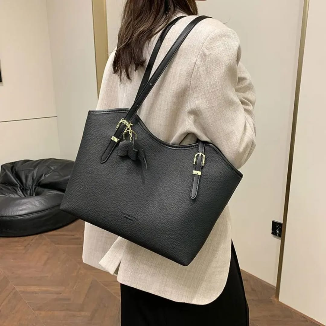 Nikki tote handbag, available in color brown, black, beige and cream. Stylish and elegant bag