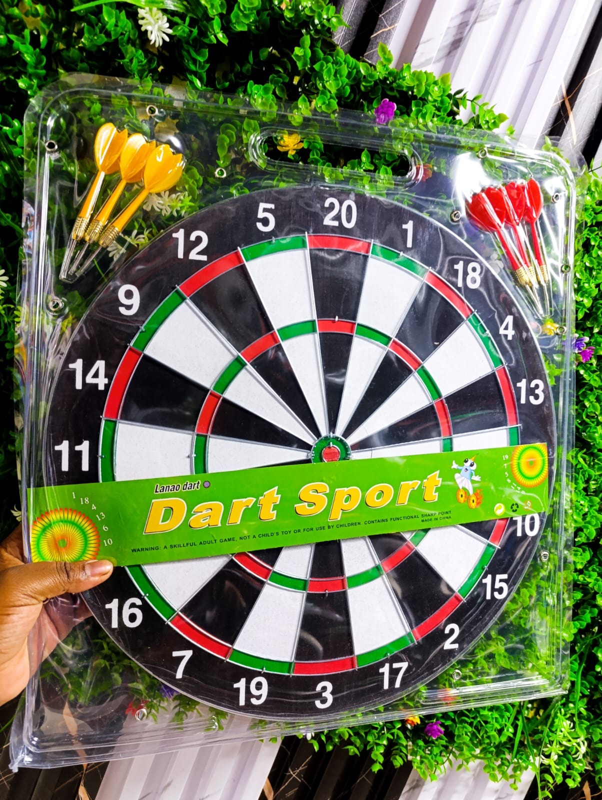 Dart Board Game 17 Inch Classic Target Set with 6 Darts for Home Office Bar Sports Fun Family Entertainment Indoor Outdoor Play