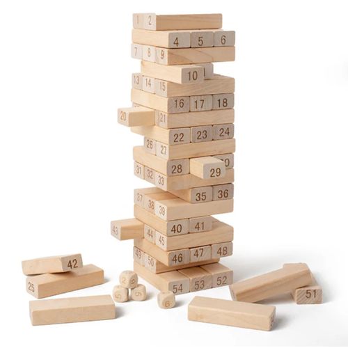 54 Pcs Jenga Wooden Stacking Blocks Game - Large, Classic Fun