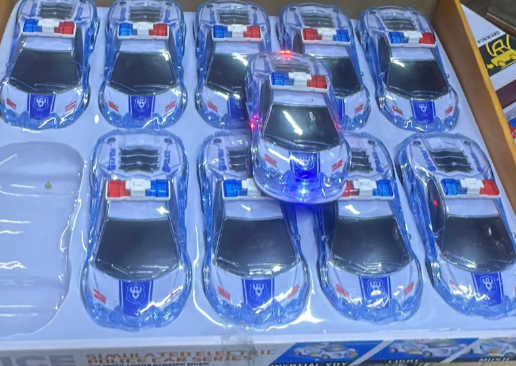 Police Car for Kids with Light & Sound, 360 Degree Rotating Bump and Go Action Automatic Door Open Police Car Toy for Kids