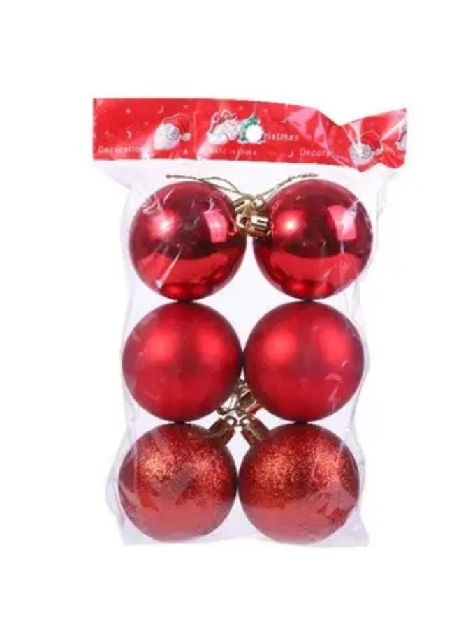 6pcs round shinny Christmas tree decorating balls