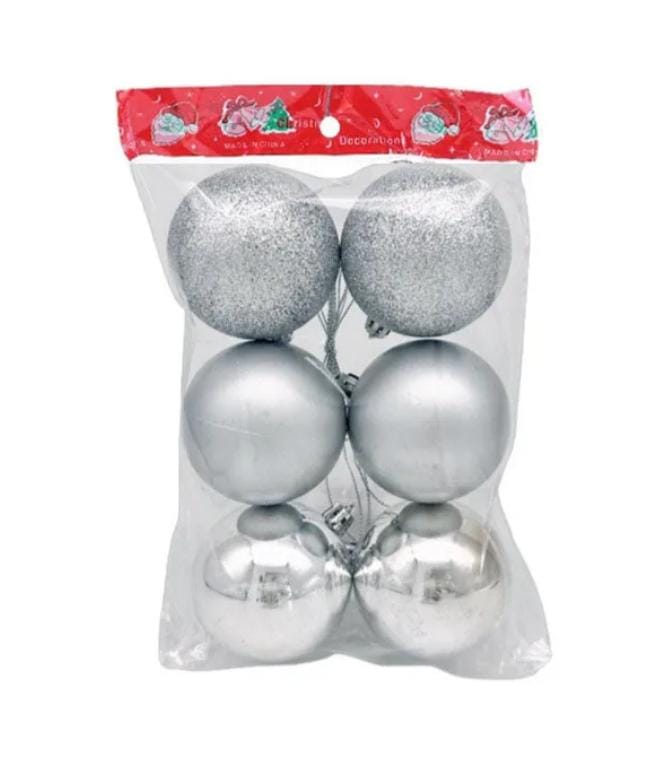 6pcs round shinny Christmas tree decorating balls