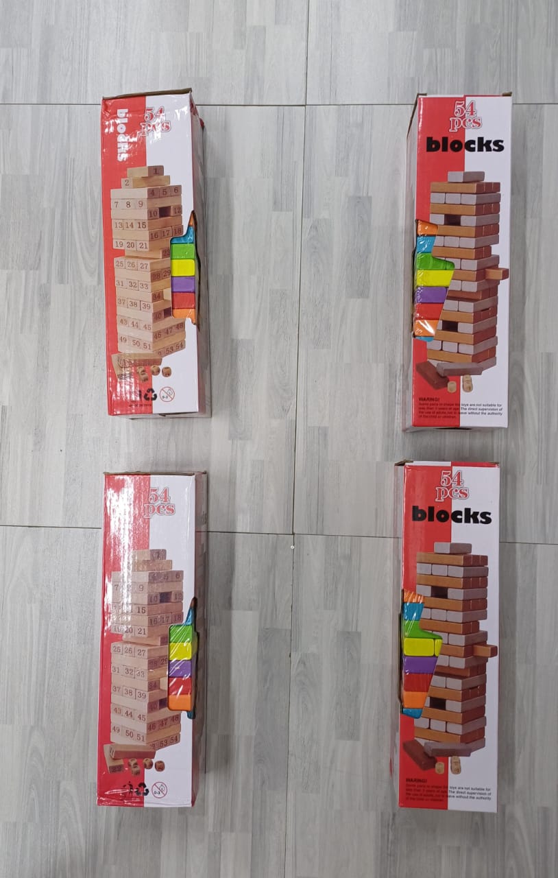 Coloured Jenga Blocks – Stack, Balance & Play. Multi-Way Play – Build towers, match colours, or create your own fun challenges!