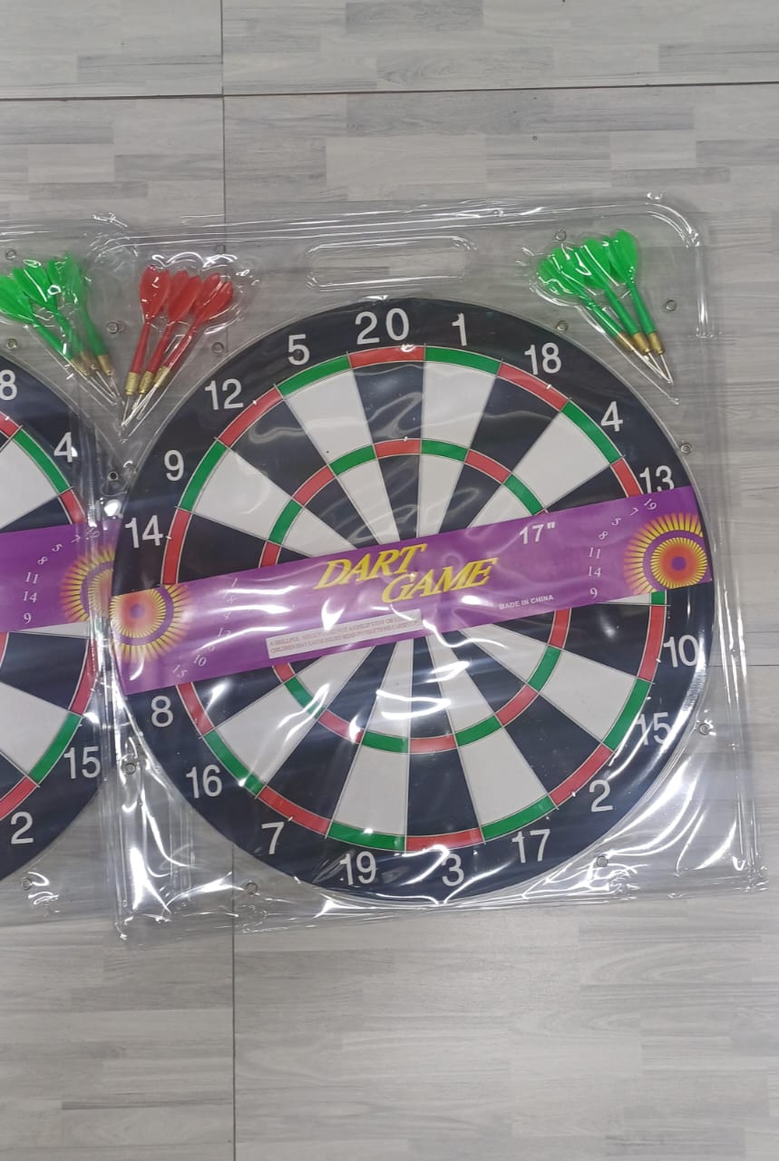 Bring fun and excitement to your home with this classic 17-inch Dart Board Game!. Comes with strong, sharp-tipped darts for accurate throws