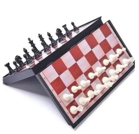 Chess Bag Magnetic Chess Board - Foldable Brown Chess Board Game Magnetic & Foldable Travel Chess