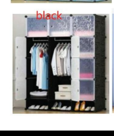 Three-Column Plastic Wardrobe – Modular Closet Organizer with Doors (110x165x37cm) – Durable, Spacious Storage Cabinet for Clothes, Shoes, Bags & Bedroom Organization