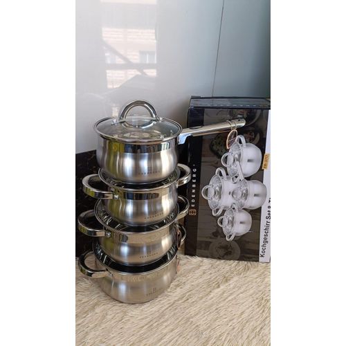 🍲🥄 Edenberg 8-Piece Stainless Steel Cookware Set 🍳🔥 – Elegant Cooking Pots with Glass Lids for All Stovetops 💎✨