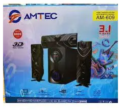 🎶 AMTEC AM-609 3.1 X-Bass Home Theater – 8000W PMPO, 3D Surround Sound, Bluetooth, USB, SD, FM, AUX, Hi-Fi Bass & Remote Control for Ultimate Sound 🔥