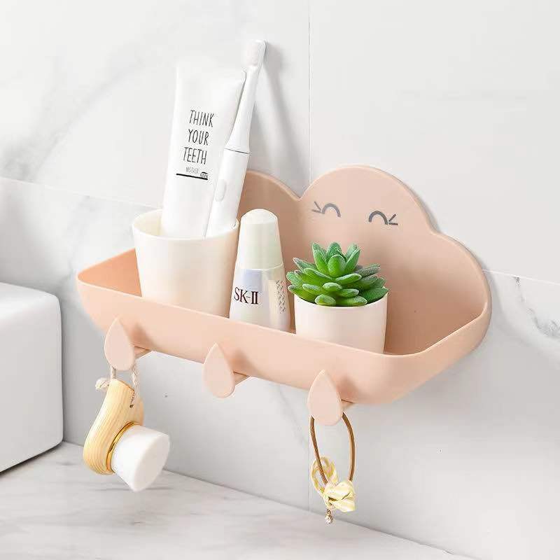 Cloud bathroom organizer set with 3 hooks and adhesive  sticker now available