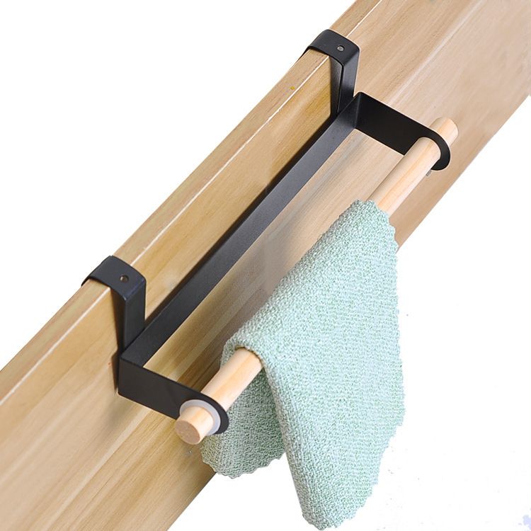 Over Cabinet Kitchen Towel Rack – Iron Frame with Wooden Bar, No-Tool Installation, Space-Saving Design for Inside or Outside Cabinet Door Towel Storage
