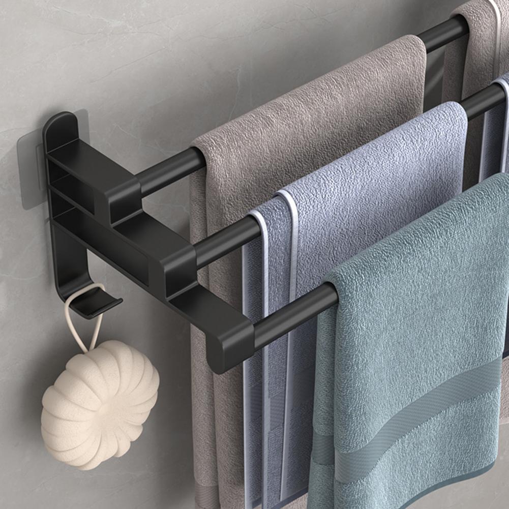 Three Layer Towel Rack – Stainless Steel & ABS Wall-Mounted Holder, Easy to Install, Durable Carbon Steel Design for Bathroom or Kitchen Towel Storage