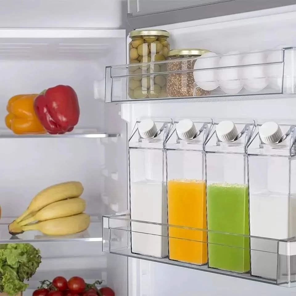 1L Multipurpose Space-Saver Bottle for Milk, Water & Beverages – Compact Acrylic Container for Fridge Storage, Kitchen, Travel, or Daily Use – Durable & Easy to Clean