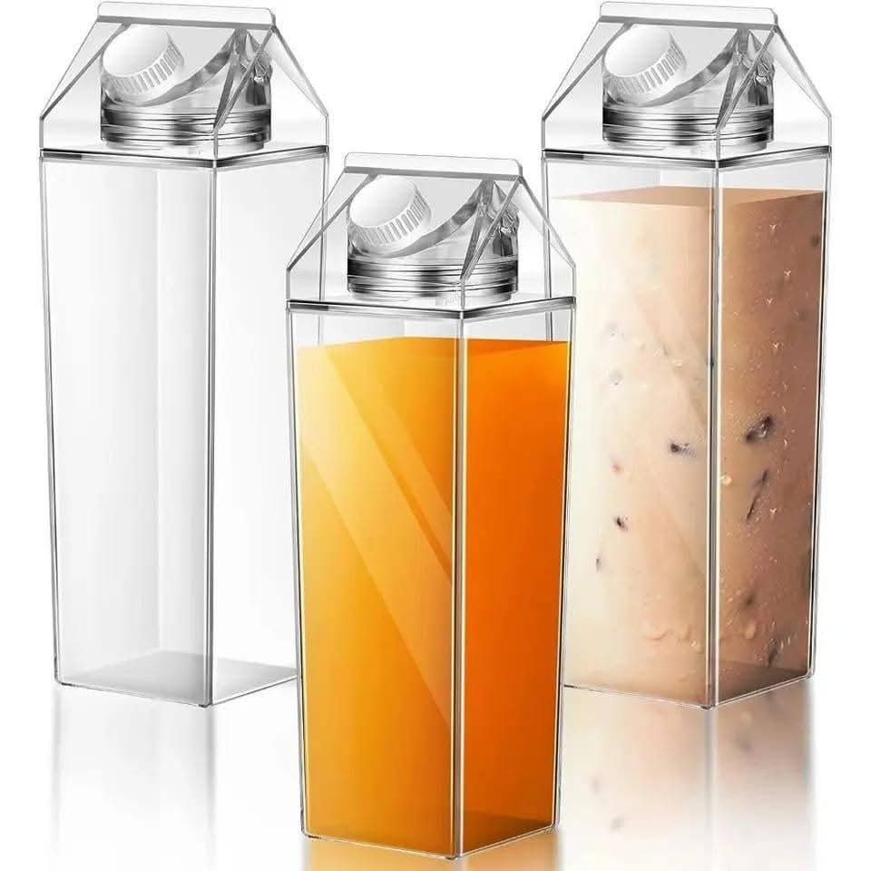 1L Multipurpose Space-Saver Bottle for Milk, Water & Beverages – Compact Acrylic Container for Fridge Storage, Kitchen, Travel, or Daily Use – Durable & Easy to Clean