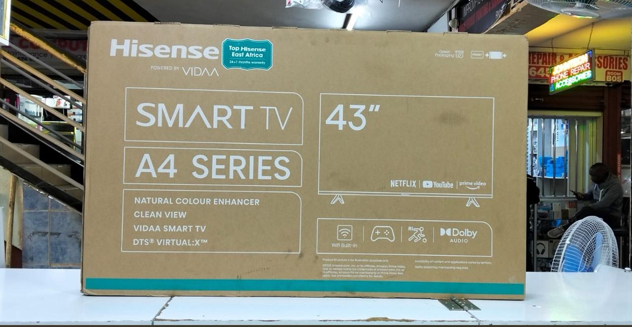 🔥 Hisense 43-Inch Smart TV A4 Series 📺 – Natural Colour Enhancer, DTS Virtual:X™, VIDAA OS, Built-in Wi-Fi, YouTube, Netflix, Prime Video, Dolby Audio 🎧 – Sleek HD Design with AI Upscaler + 2+1 Yea