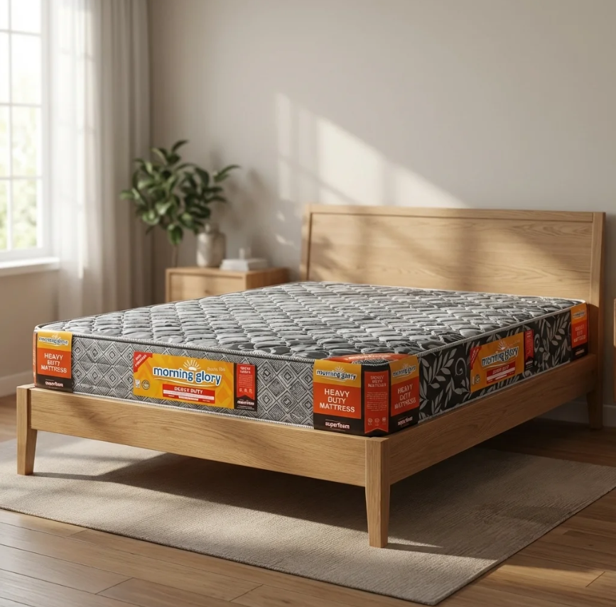 Morning Glory 10 Inches Quilted Foam Mattress (4ft × 6ft × 10 Inches) Premium Soft Fabric Cover, Comfortable Foam Mattress, Long-Lasting Support, Breathable Sleeping Surface, 10 Years Durability