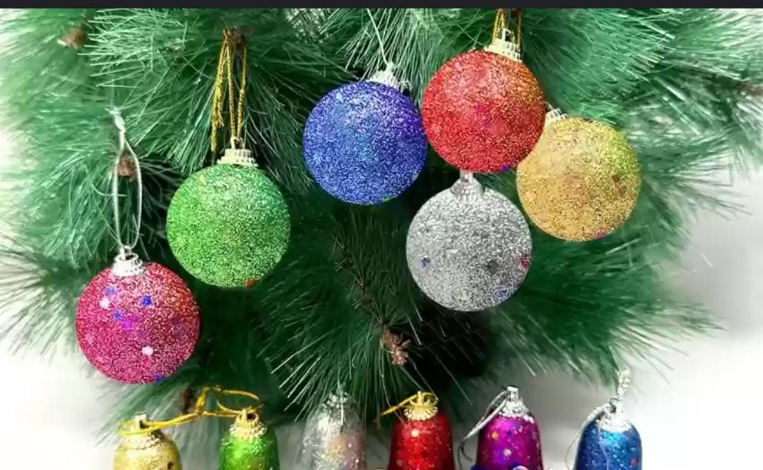6pc Set of Christmas Colored Balls – Festive Holiday Tree Decorations