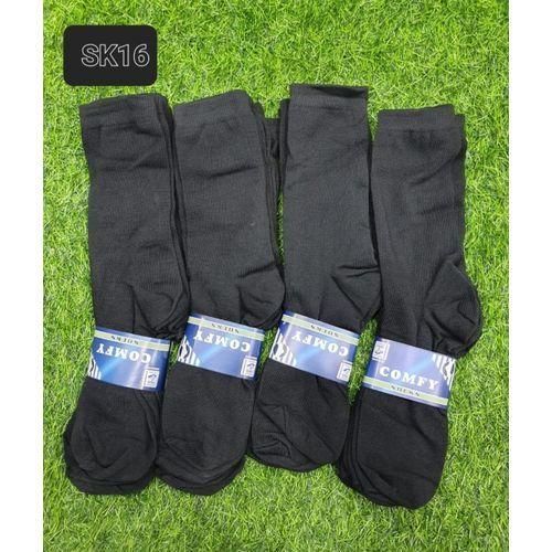 6 Pairs Men’s Long Black Socks – Plain Cotton Soft Breathable Dress & Casual Socks | Comfortable Daily Wear | 6pcs Set