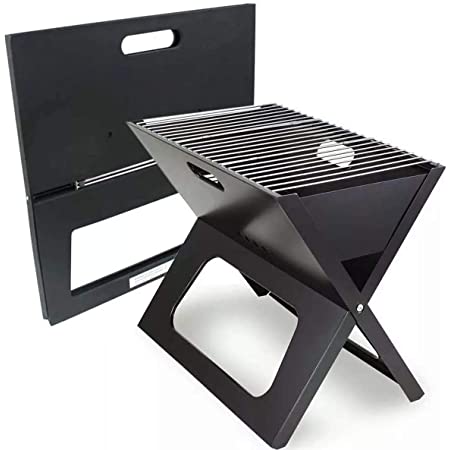 Heavy Portable X-Type Charcoal Barbecue Grill – Foldable Outdoor BBQ Stand for Camping, Home, Picnics & Garden Cooking – Durable Steel Build