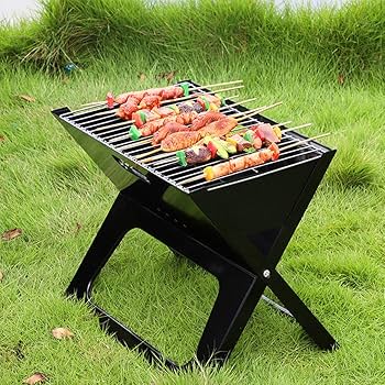 Heavy Portable X-Type Charcoal Barbecue Grill – Foldable Outdoor BBQ Stand for Camping, Home, Picnics & Garden Cooking – Durable Steel Build