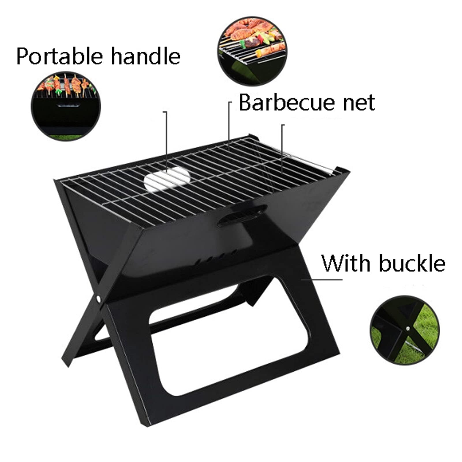Heavy Portable X-Type Charcoal Barbecue Grill – Foldable Outdoor BBQ Stand for Camping, Home, Picnics & Garden Cooking – Durable Steel Build