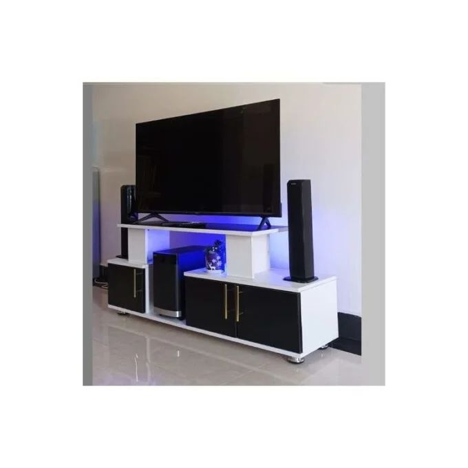 4ft TV Stand with LED Lighting – Modern Entertainment Unit. Stylish 4ft TV stand with built-in LED lights, perfect for living rooms or media rooms. Provides ample storage and modern aesthetics.