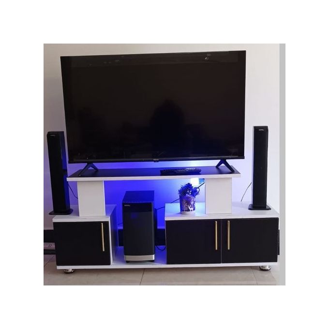 4ft TV Stand with LED Lighting – Modern Entertainment Unit. Stylish 4ft TV stand with built-in LED lights, perfect for living rooms or media rooms. Provides ample storage and modern aesthetics.