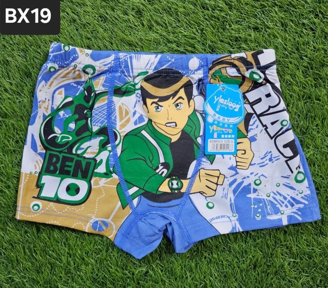 6pcs boys cotton boxer shorts with Ben 10 cartoon print. Soft, breathable and comfortable for daily wear.