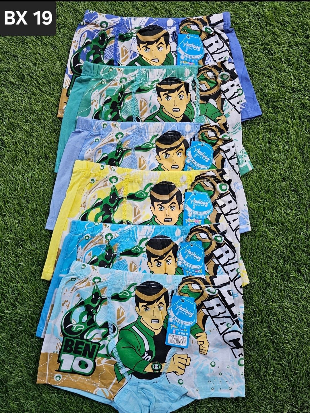 6pcs boys cotton boxer shorts with Ben 10 cartoon print. Soft, breathable and comfortable for daily wear.