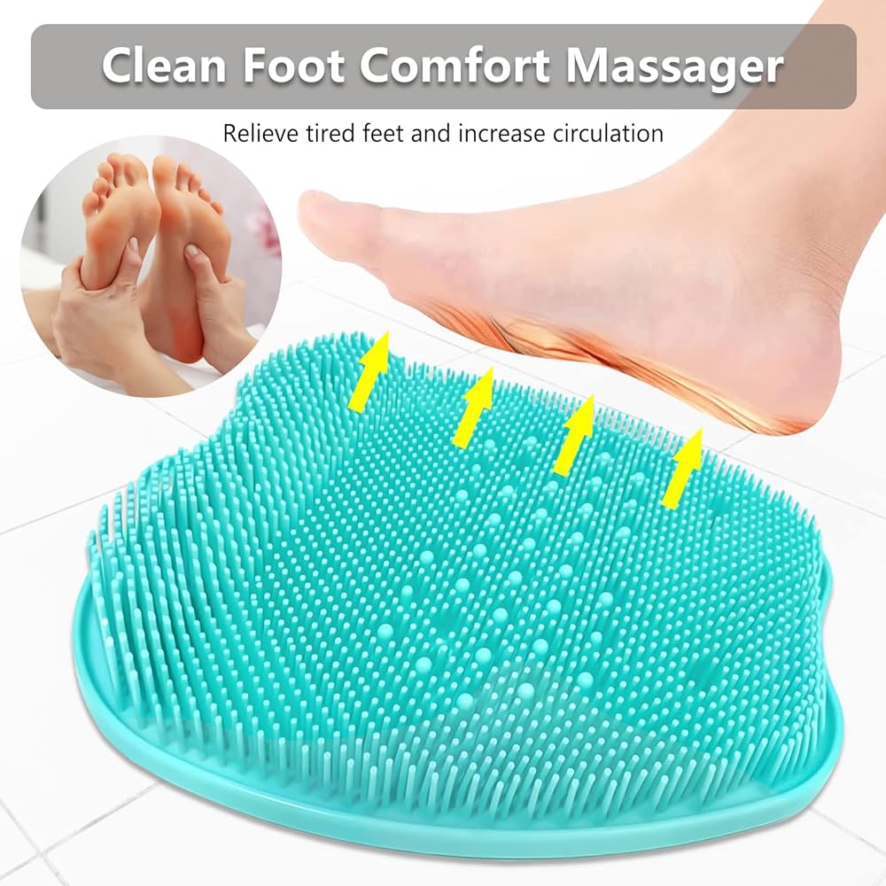 Silicone Feet & Back Scrubber Brush | Soft Exfoliating Bath Brush | 21×30cm. for deep cleansing and gentle exfoliation. Hygienic, flexible and easy to use.
