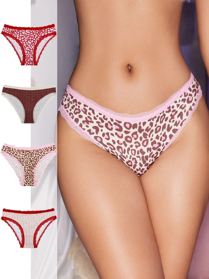 🐆 Trend Alert!!!  6PCS Women’s Cotton Leopard Pattern Panty – Soft Breathable Comfortable Everyday Brief. Stylish leopard print cotton panty. Soft, breathable, and comfortable for daily wear.